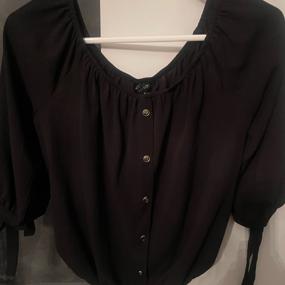 Elegant Black Button-Up Women's Top